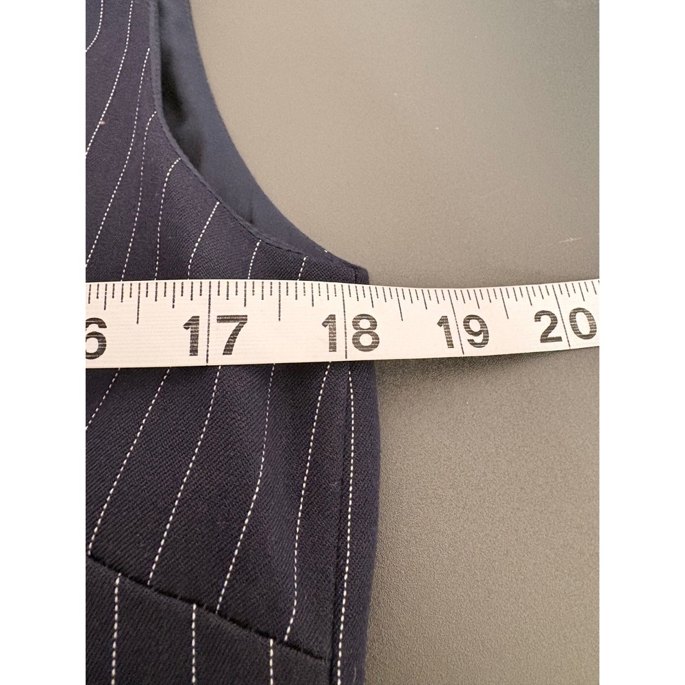Steve Madden Pinstripe Dress Womens Medium Navy NWT Button Front Vest Mini - Picture 7 of 8